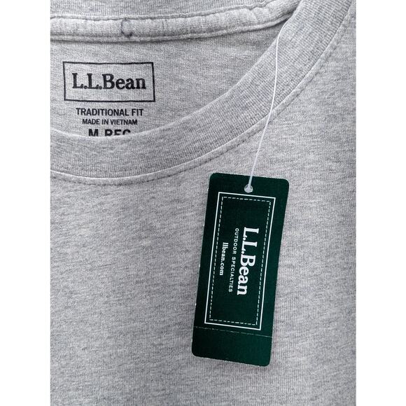 NWT L.L. Bean Men's Carefree Unshrinkable Short Sleeve Tee in Heather Grey XL - Picture 3 of 6